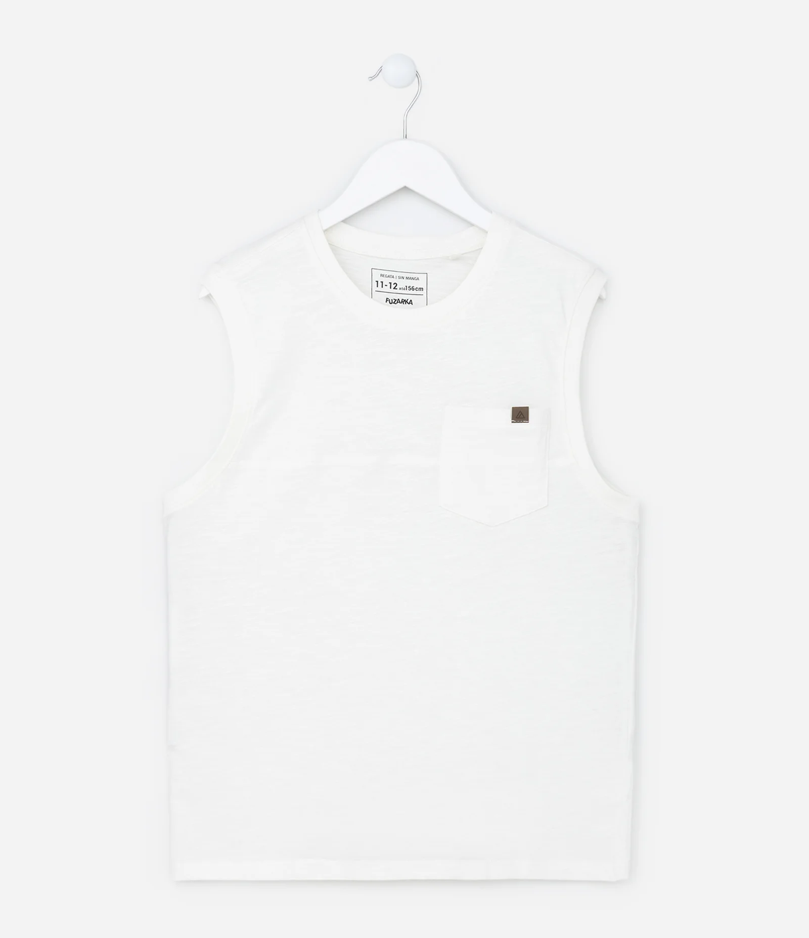 Regata Infantil em Flamê com Bolsinho - Tam 5 a 14 Anos Branco 1