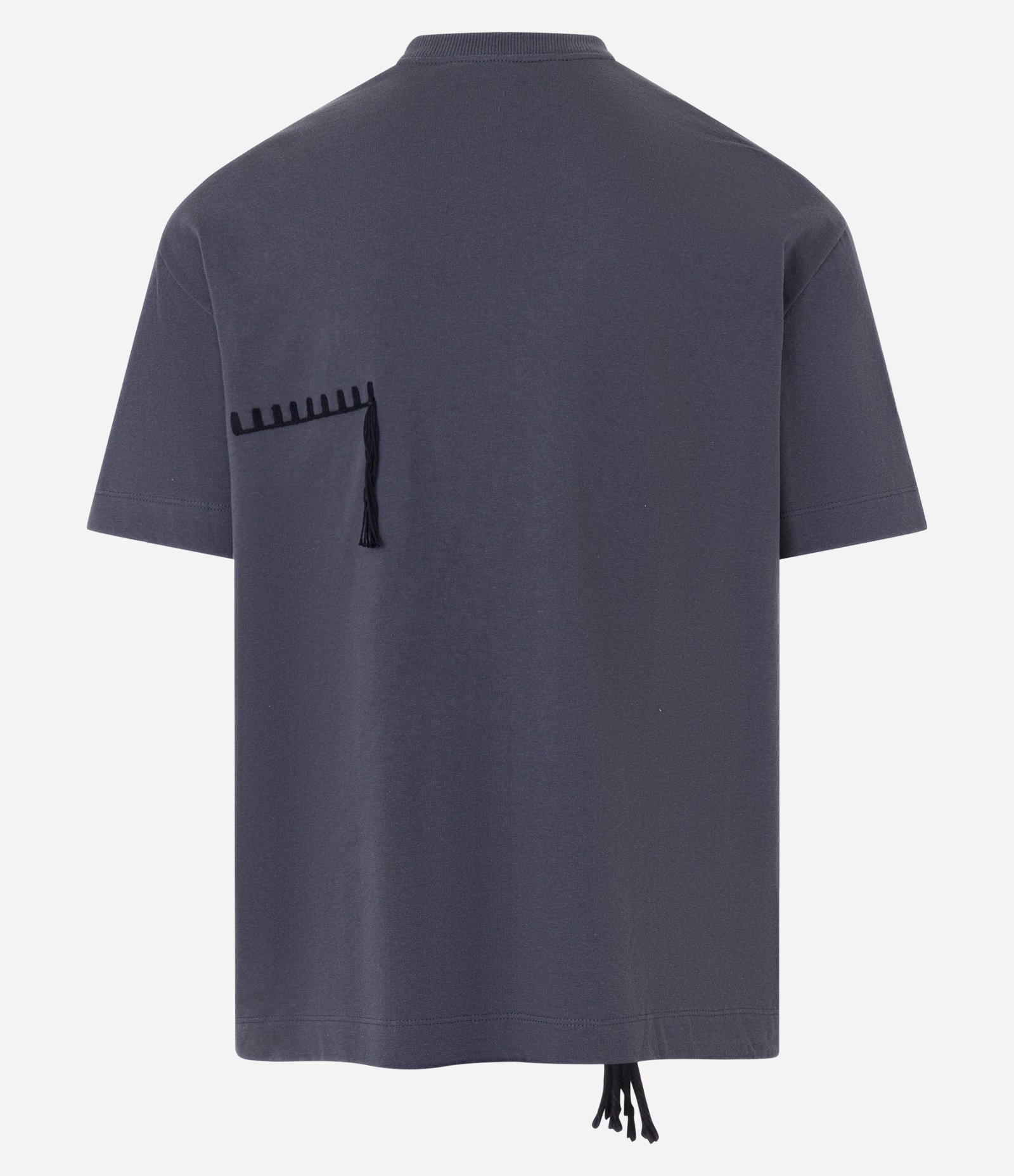Camiseta em Algodão com Bordado Pespontos Cinza 4