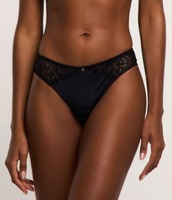 Calcinha Biquíni em Poliamida com Detalhes em Renda