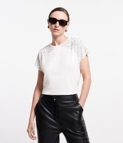 Blusa em Algodão com Strass em Padronagem Animal Print Onça