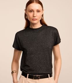 Blusa em Viscose com Fio Metalizado e Hotfix Aplicado