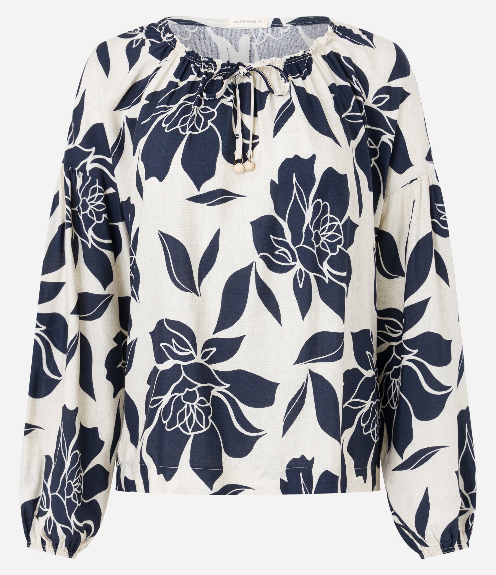 Blusa Bata em Viscose com Amarração e Estampa de Folhagem Bege 6