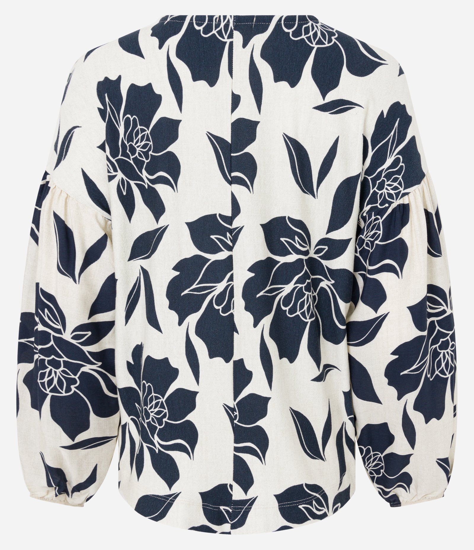 Blusa Bata em Viscose com Amarração e Estampa de Folhagem Bege 8