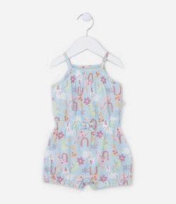 Macaquinho Infantil com Estampa Unicórnios e Arco-íris - Tam 0  a 18 meses