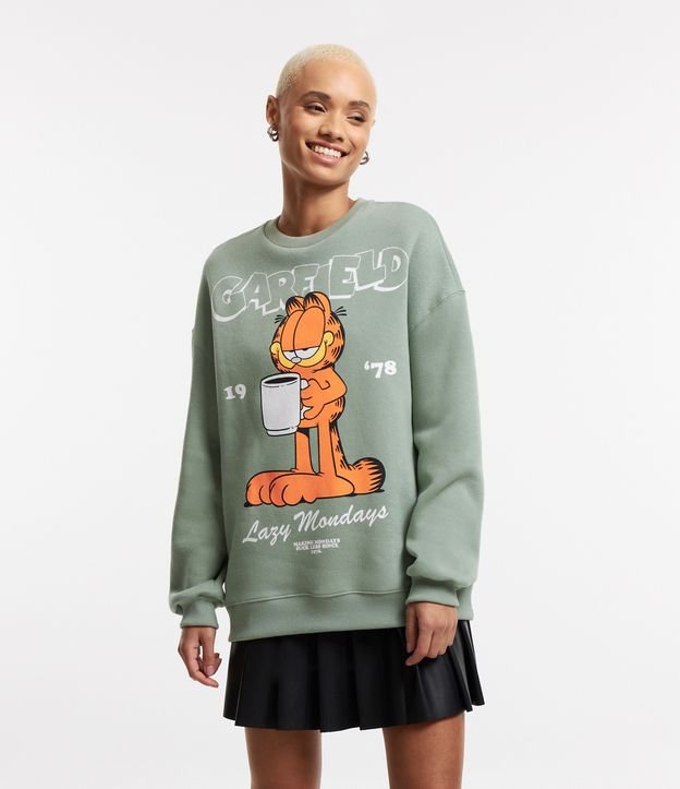 Blusão em Moletom com Forro Fleece e Estampa Garfield