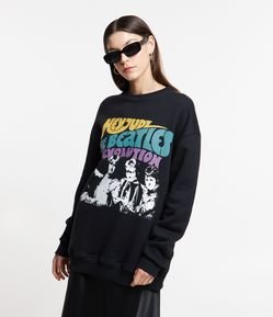 Blusão Alongado em Moletom Estampa The Beatles