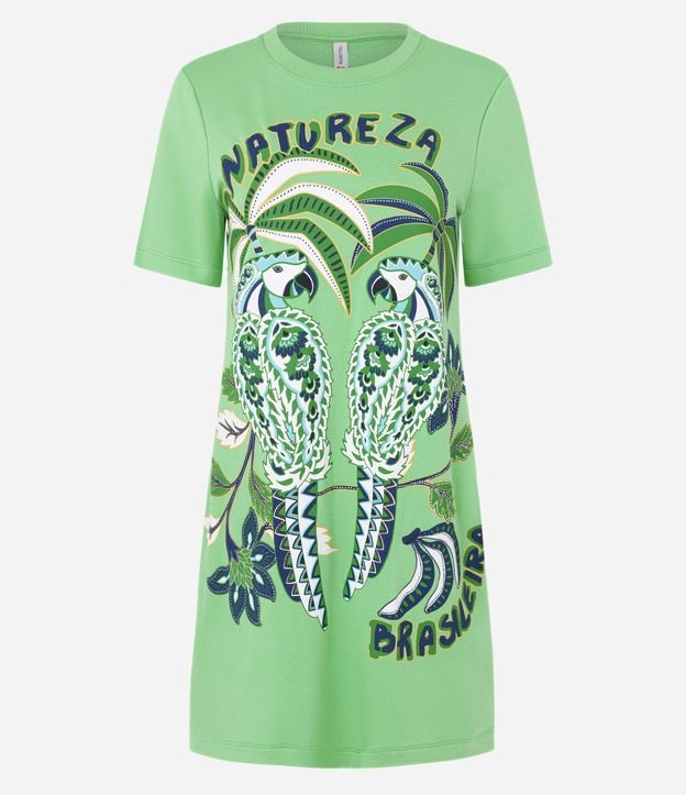 Vestido T-Shirt em Viscose com Estampa Natureza Brasileira Verde 5