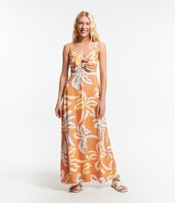 Vestido New Midi em Viscose com Linho e Nózinho no Busto