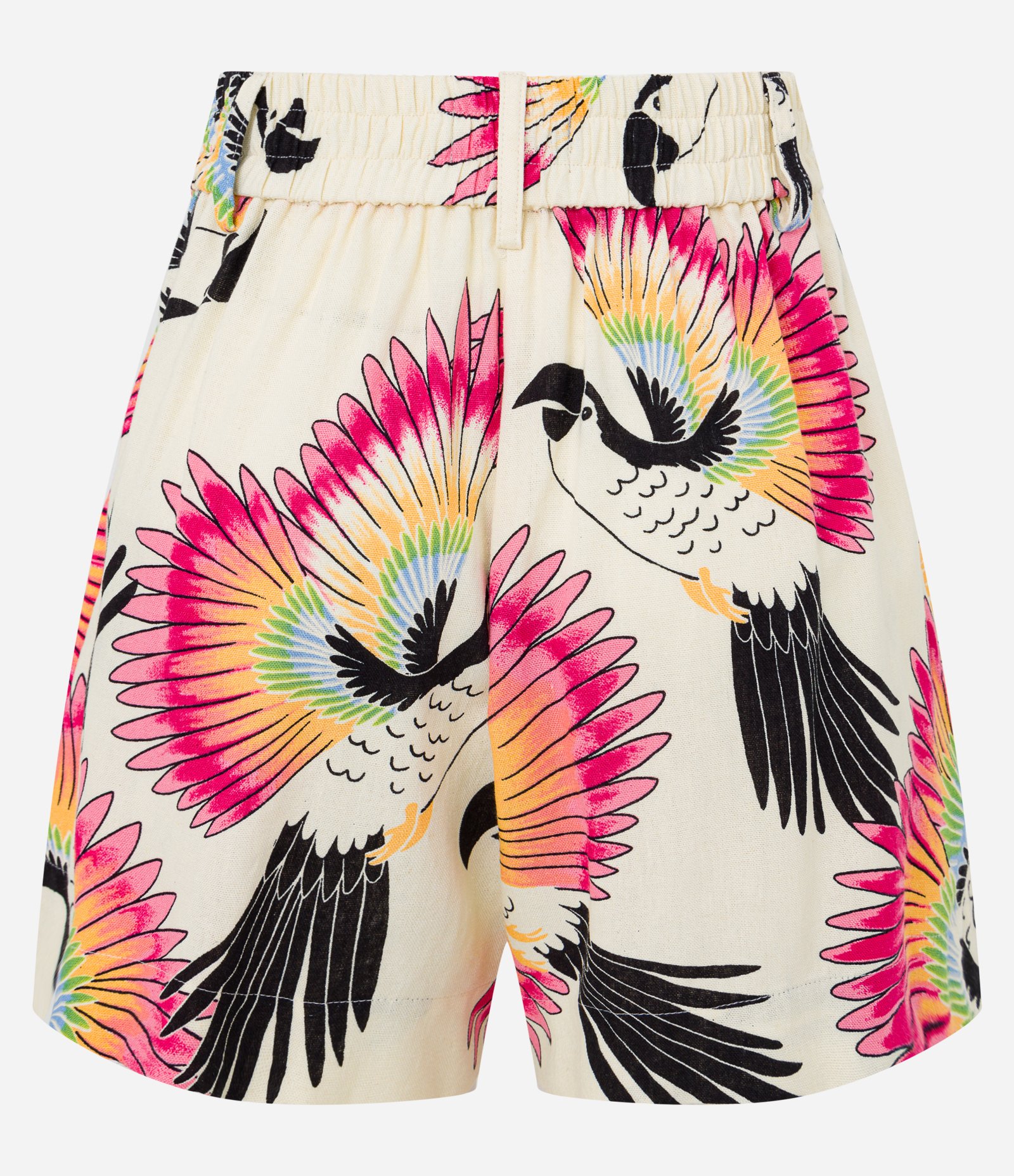 Short em Linho com Pregas e Araras Estampadas Shortbread 6