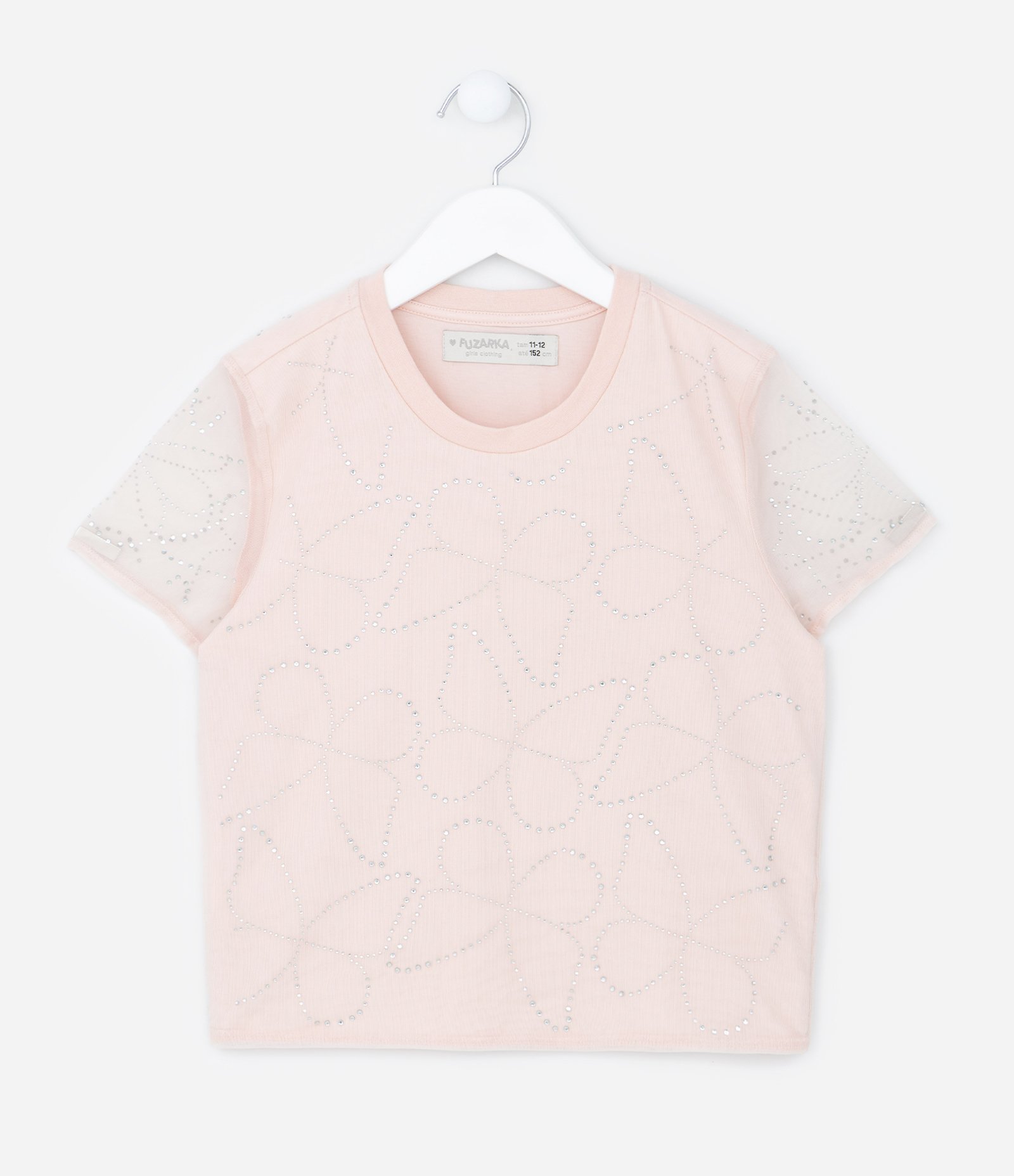 Blusa Infantil com Brilhinhos Aplicados - Tam 5 A 14 Anos Rosa 1