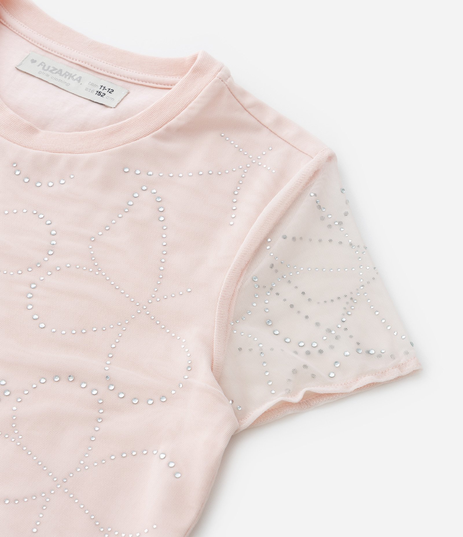 Blusa Infantil com Brilhinhos Aplicados - Tam 5 A 14 Anos Rosa 4