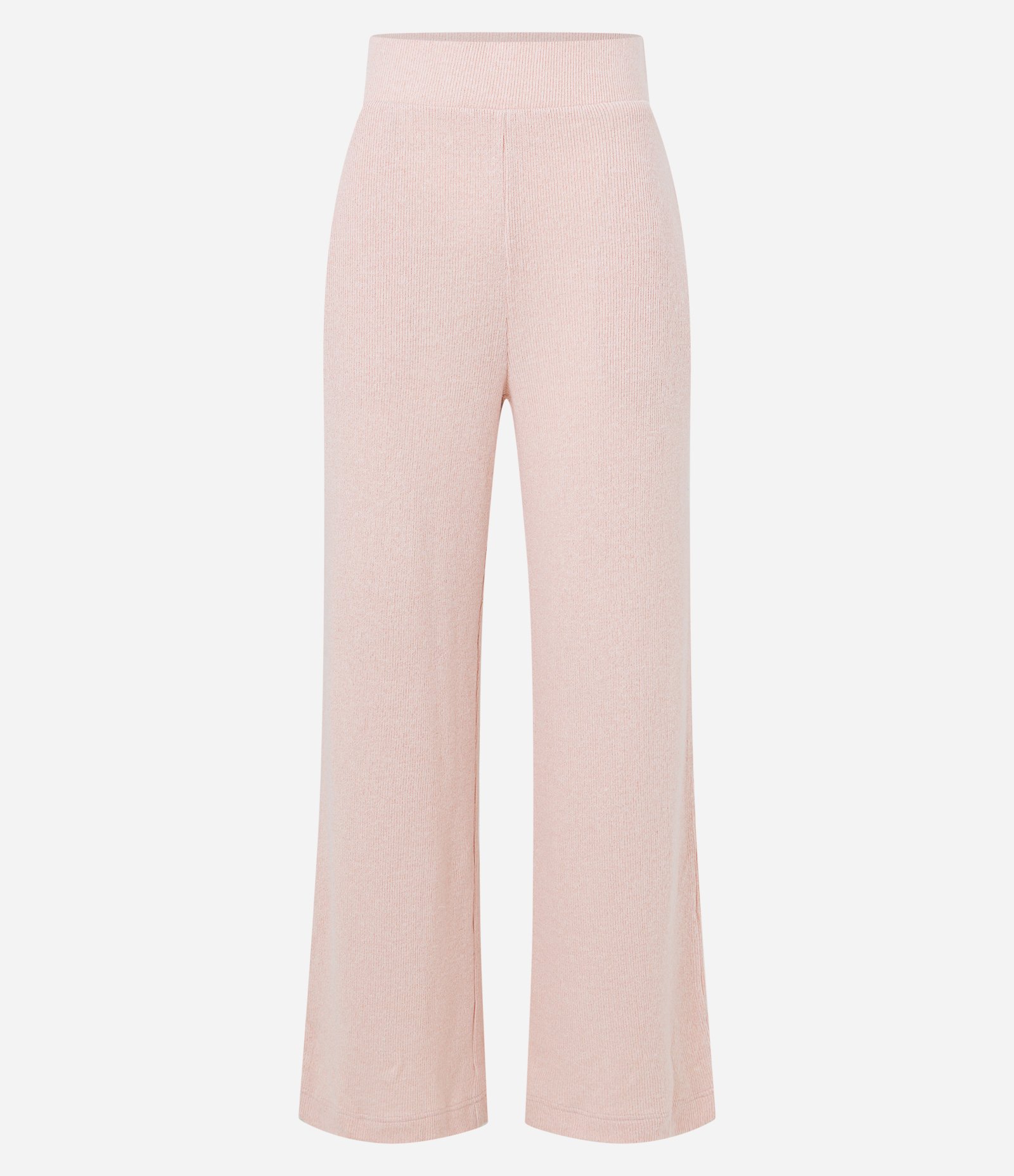 Calça Reta em Ribana com Cós Elástico e Texturas Rosa Claro 7