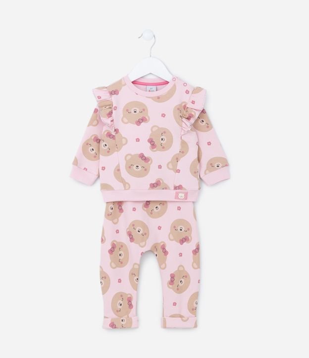 Conjunto Infantil em Moletom Quentinho com Babados - Tam 0 a 18 meses