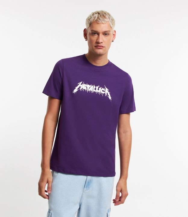 Camiseta em Algodão com Estampa Metallica