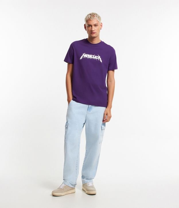 Camiseta em Algodão com Estampa Metallica