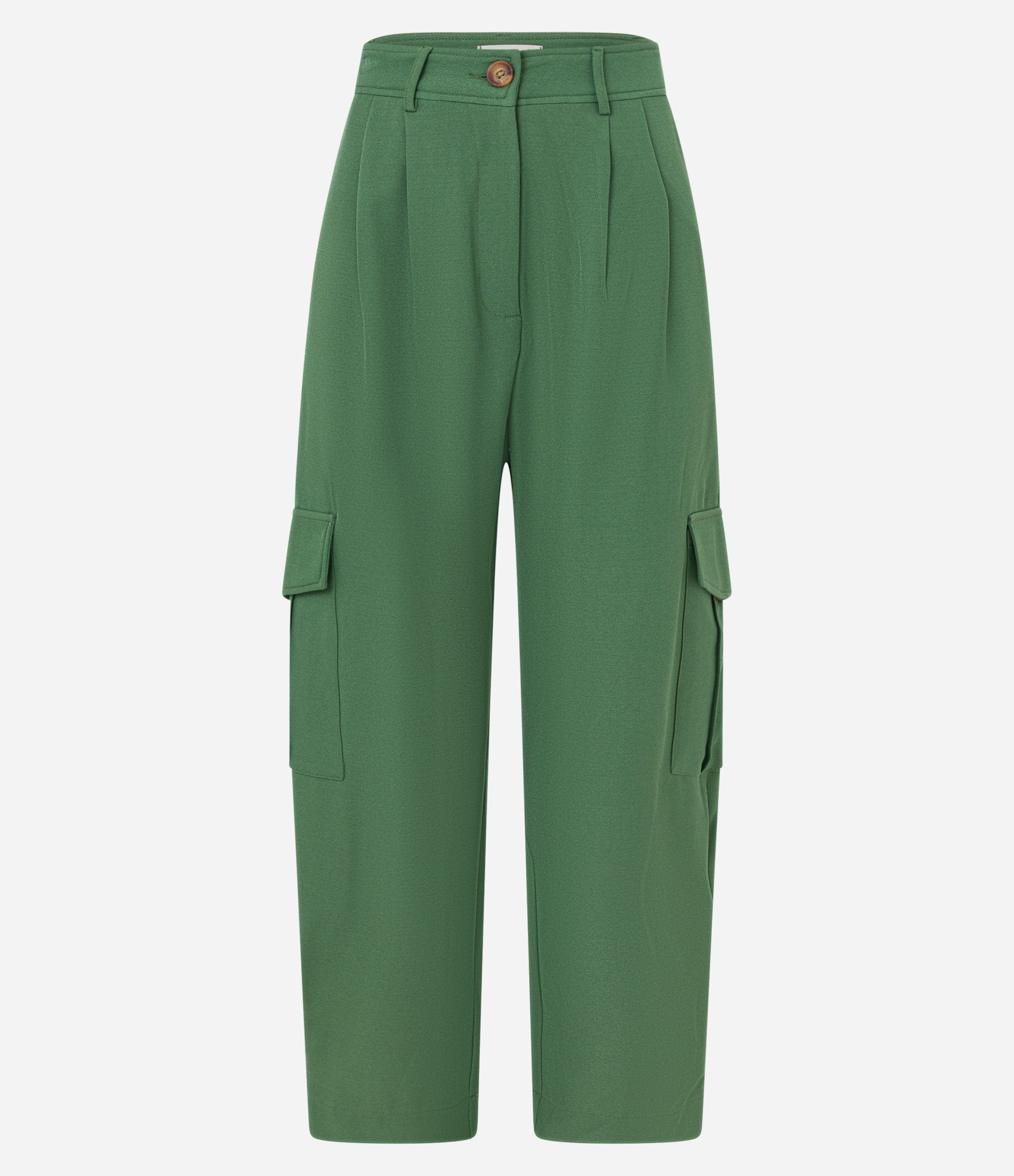 Calça Cargo em Crepe com Bolsos Laterais e Pregas no Cós Verde 7
