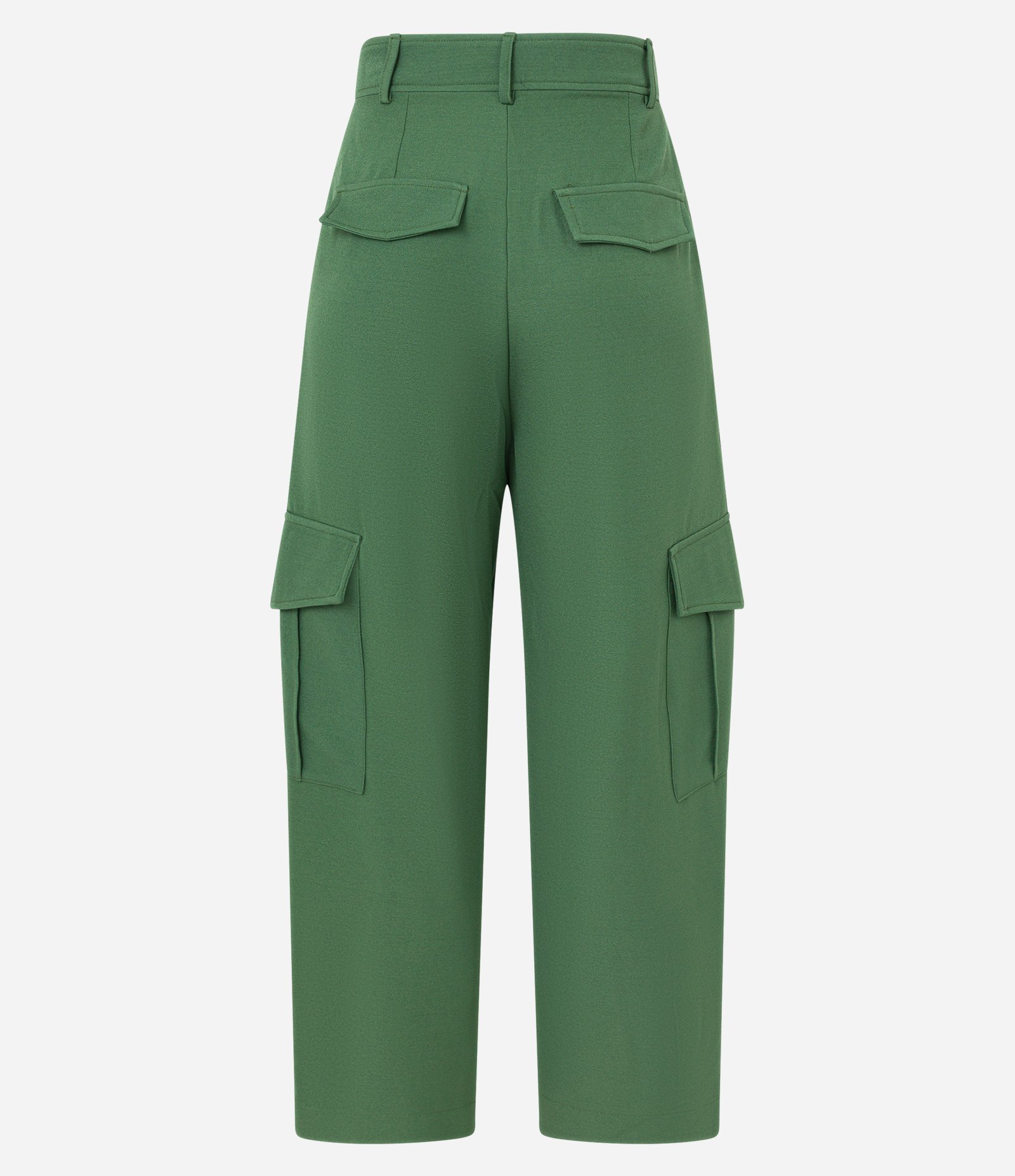 Calça Cargo em Crepe com Bolsos Laterais e Pregas no Cós Verde 8