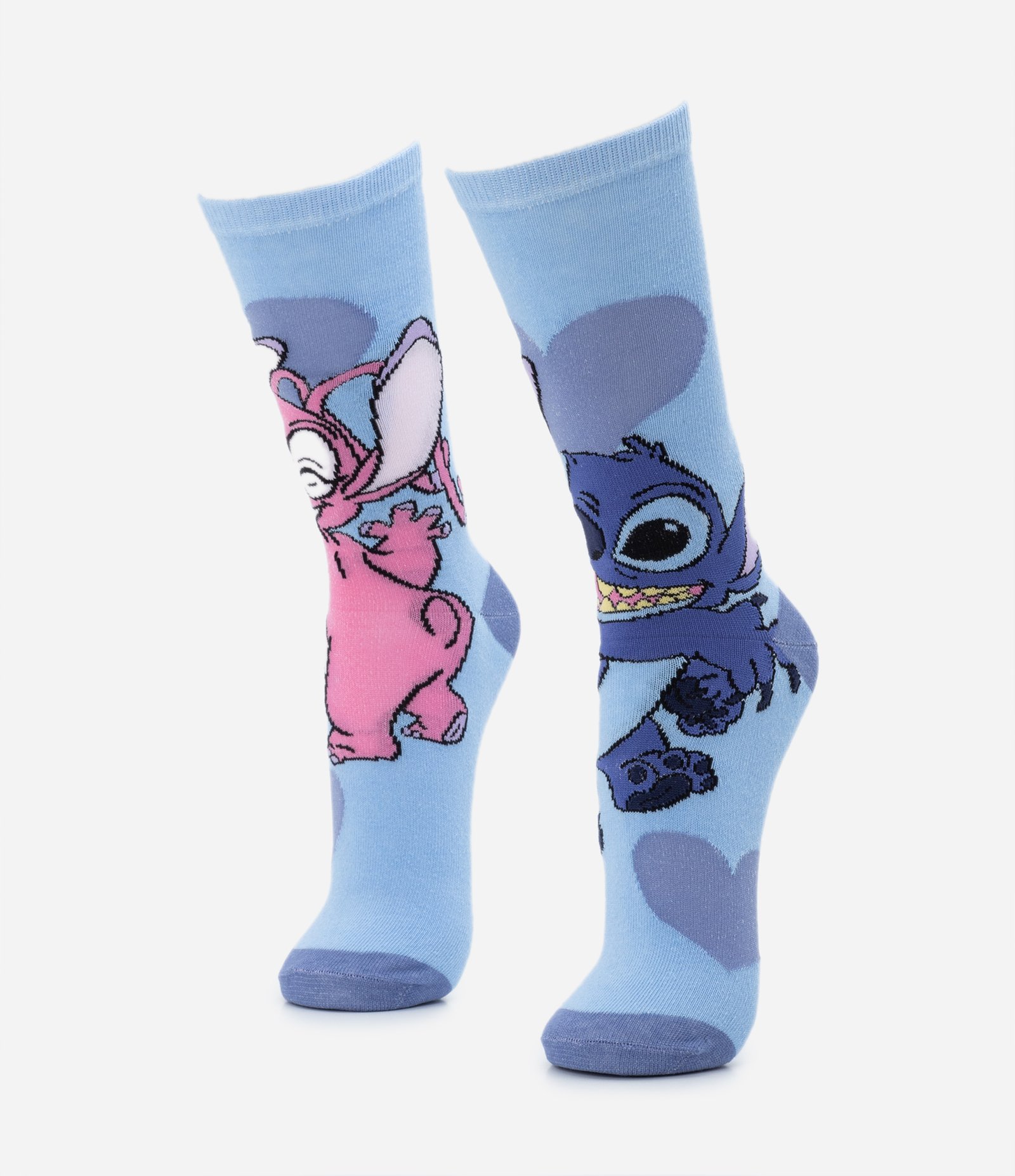 Meia Cano Alto com Estampa Stitch e Angel Azul 1