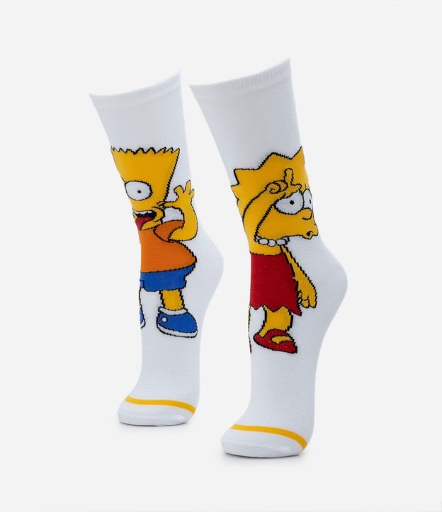 Meia Cano Alto em Algodão com Estampa Lisa & Bart  Simpsons