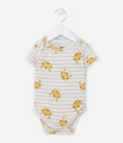 Body Infantil em Suedine com Estampa de Tigrinhos - Tam 0 a 18 meses