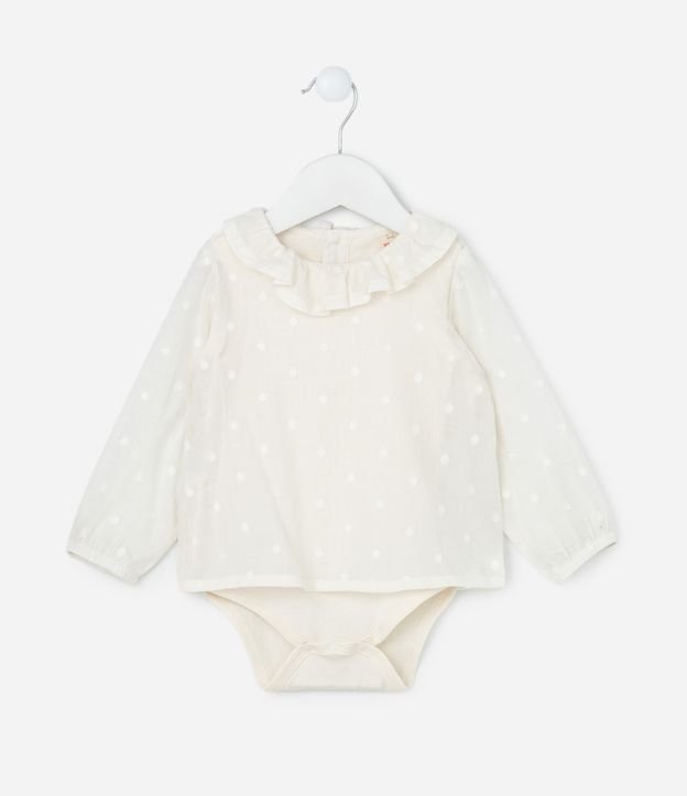 Camisa Body Infantil Texturizado com Babadinho - Tam 3 a 18 meses