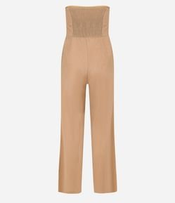 Macacão Longo em Linho e Decote Tomara que Caia