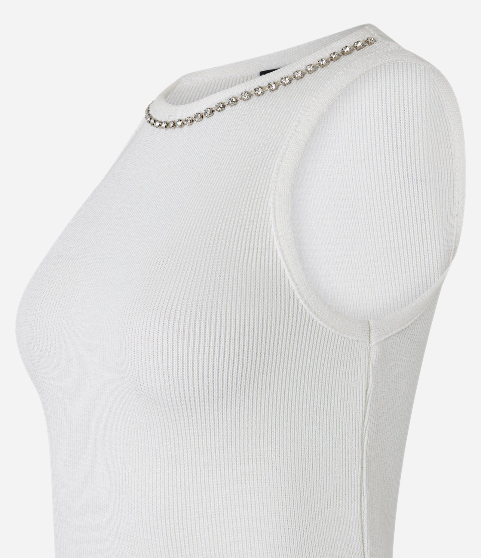 Blusa em Viscose com Detalhe de Strass na Gola Branco Neve 6