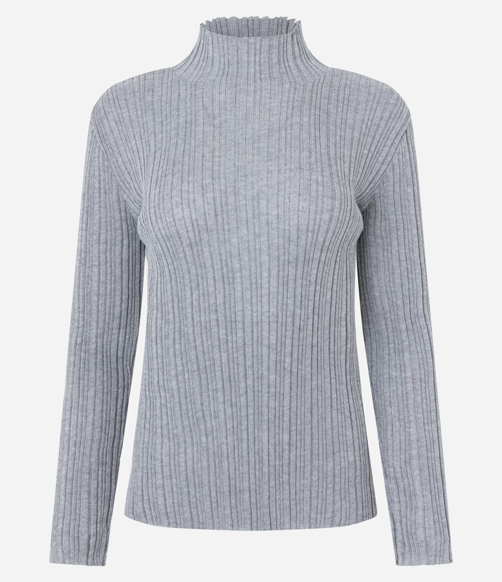 Blusa em Viscolinho com Gola Alta e Textura Canelada Cinza 6