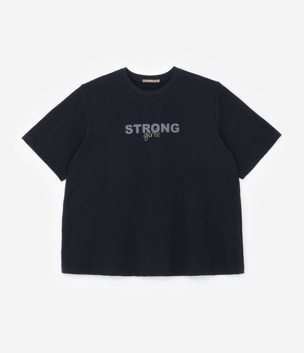 Camiseta Esportiva Boxy em Algodão com Estampa Strong Girls Curve & Plus Size Preto 5