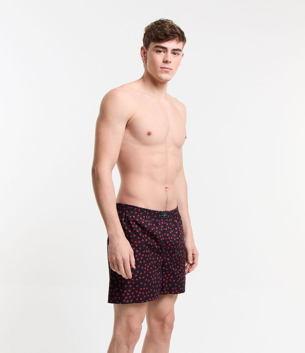 Cueca Samba Canção em Tricoline Estampa Coração
