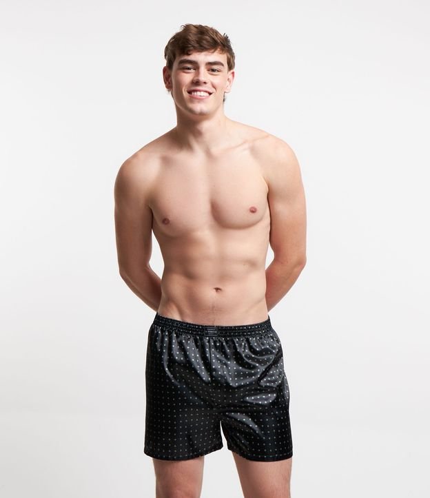 Cueca Samba Canção em Cetim com Estampa Geométrica