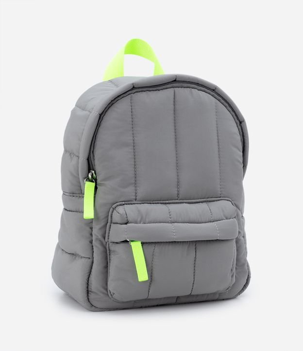 Mochila Infantil Acolchoada com Bolsinho Frontal e Detalhes Contrastantes - Tam U