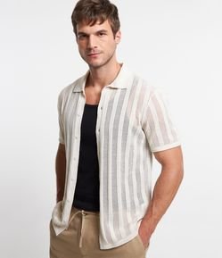 Camisa Manga Curta Texturizada em Tricô