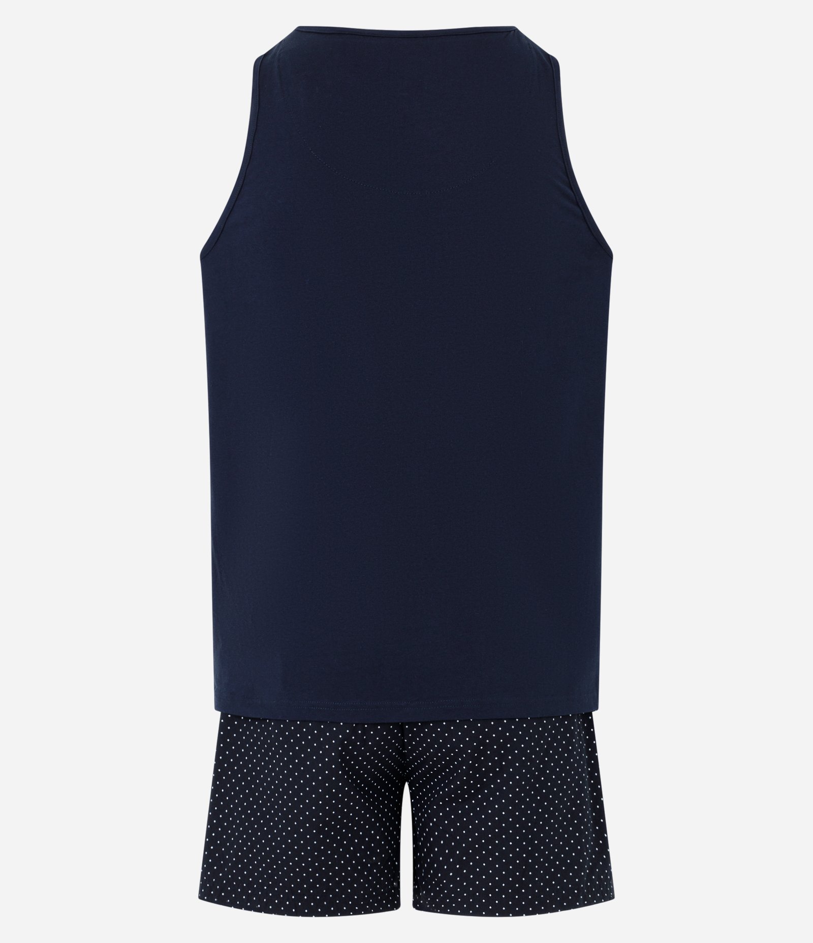 Pijama Curto em Algodão Regata e Bermuda com Estampa Poá Azul Marinho 2