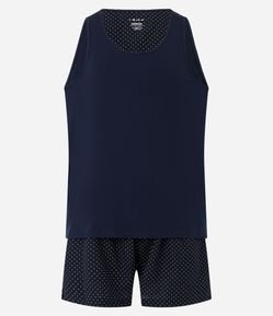 Pijama Curto em Algodão Regata e Bermuda com Estampa Poá