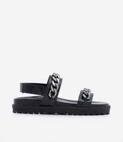 Sandália Rasteira Sport Sandal com Correntes e Velcro