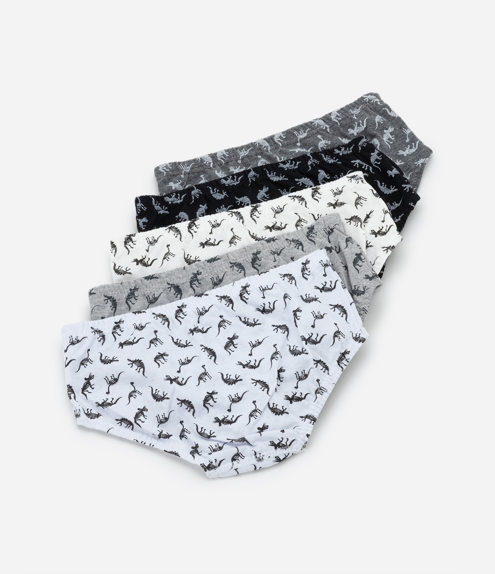 Kit 05 Cuecas Brief Infantil com Estampa de Dino - Tam 4 a 14 anos Multicores 2