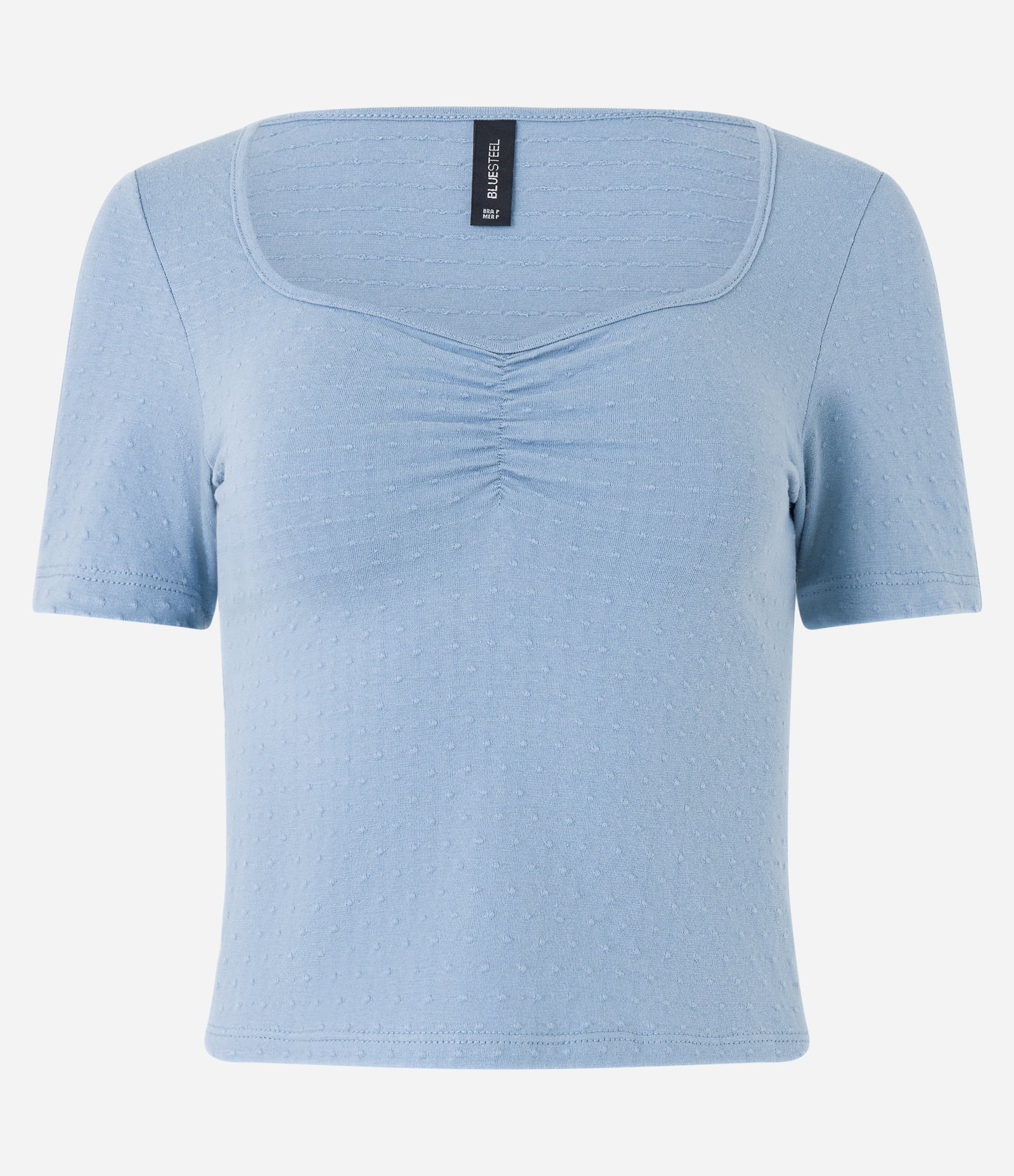 Blusa em Algodão Texturizado com Franzido no Peito Azul 5