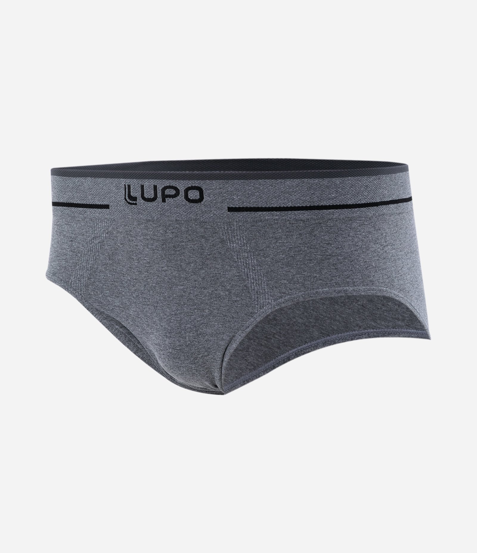 Cueca Slip em Microfibra Sem Costura com Lettering Lupo Cinza 1