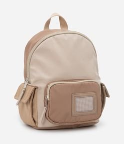 Mochila Infantil com Bolsos e Blocos de Cor - Tam U