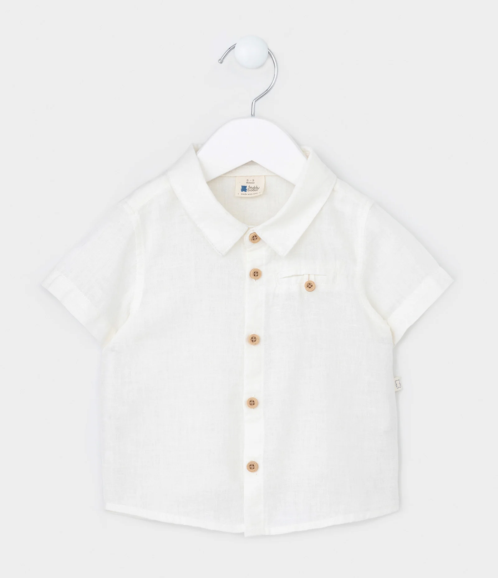 Camisa Infantil em Linho com Bolsinho - Tam 0 a 18 meses Branco 1