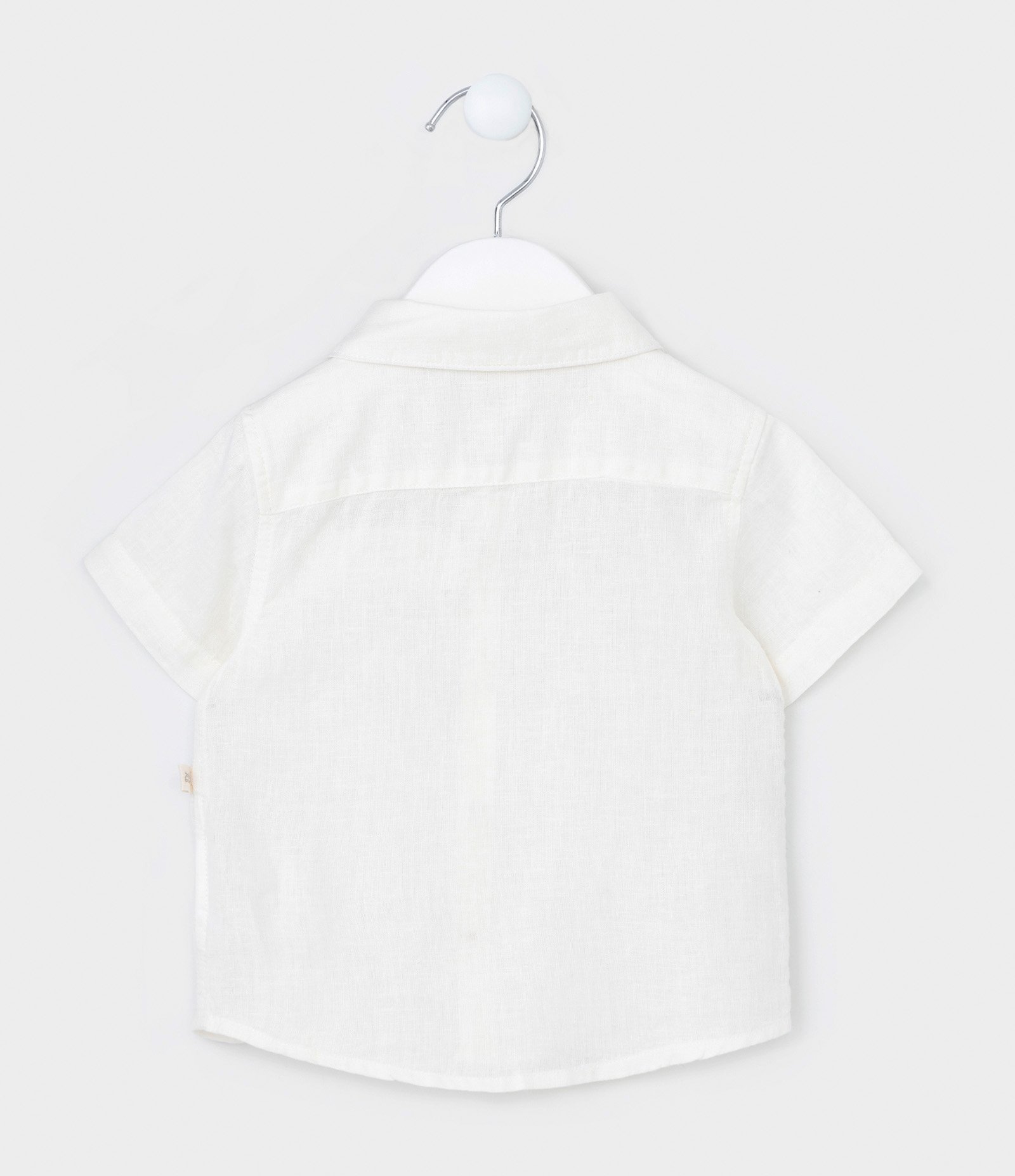 Camisa Infantil em Linho com Bolsinho - Tam 0 a 18 meses Branco 2