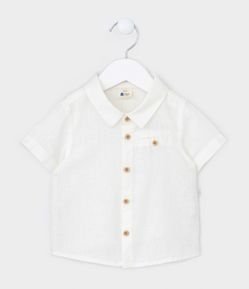 Camisa Infantil em Linho com Bolsinho - Tam 0 a 18 meses