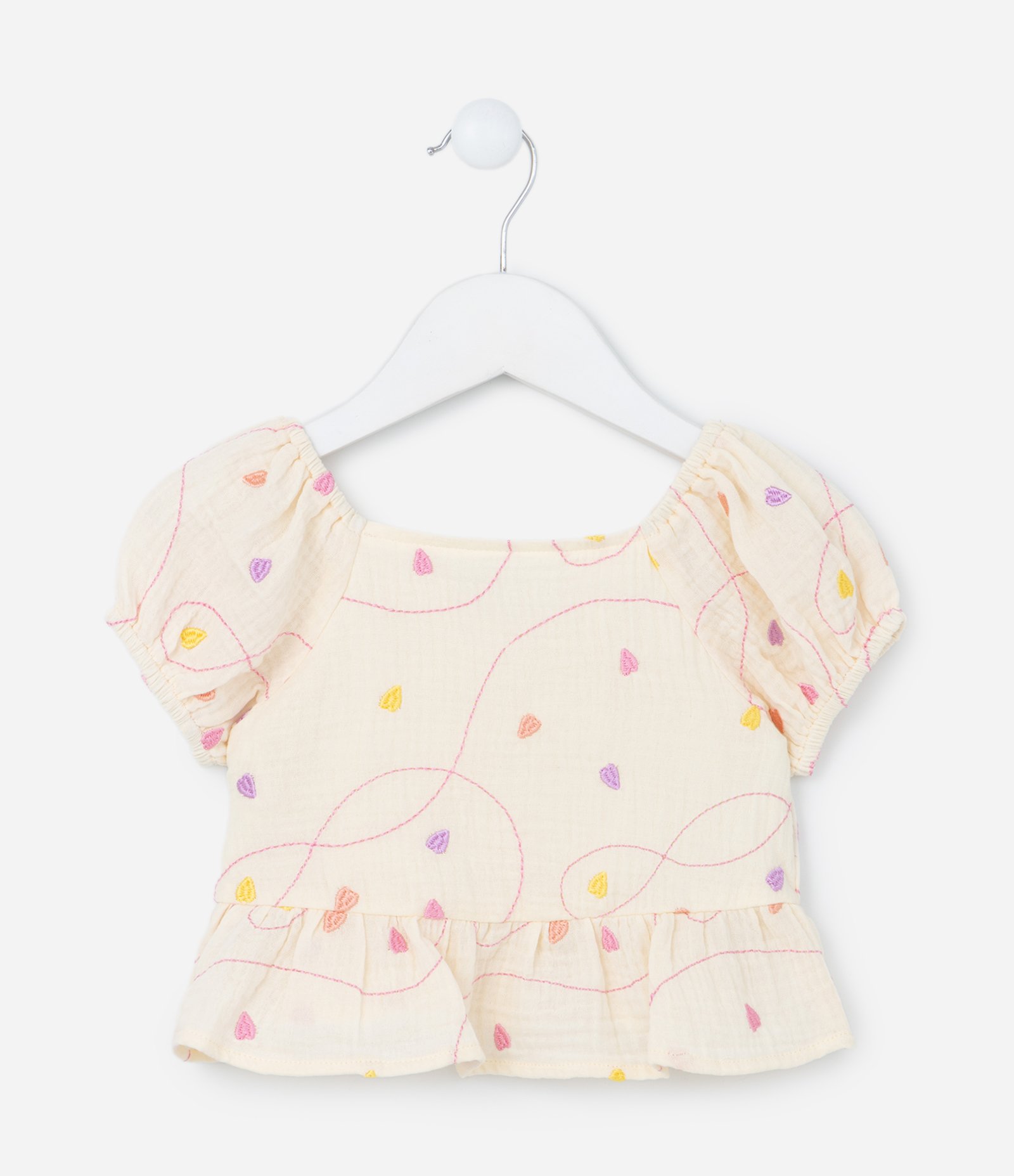 Conjunto Infantil com Babadinho e Bordado de Folhinhas - Tam 1 a 5 Anos Bege 2