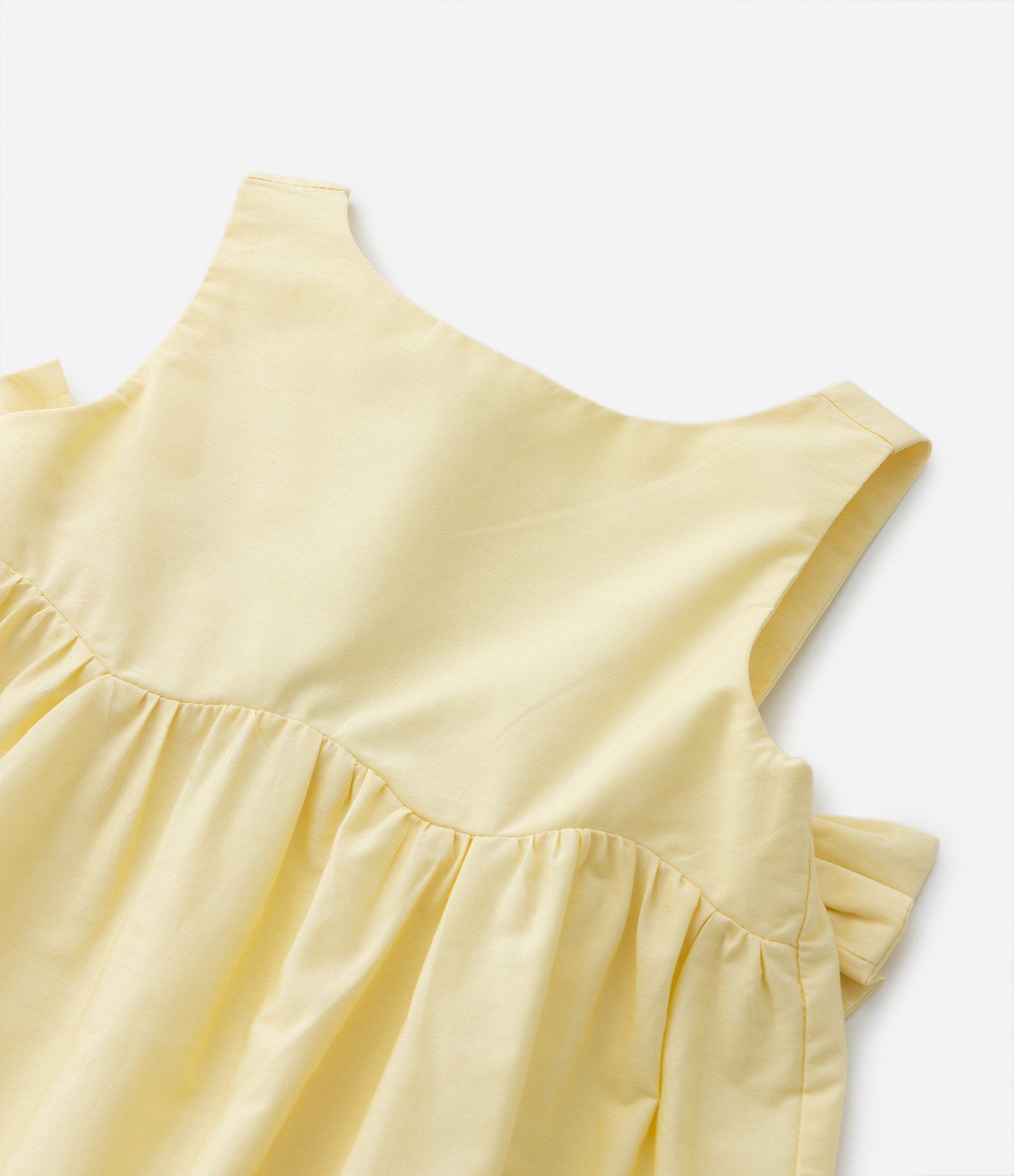Vestido Infantil em Tricoline com Laços Aplicados - Tam 1 a 5 Anos Amarelo 4