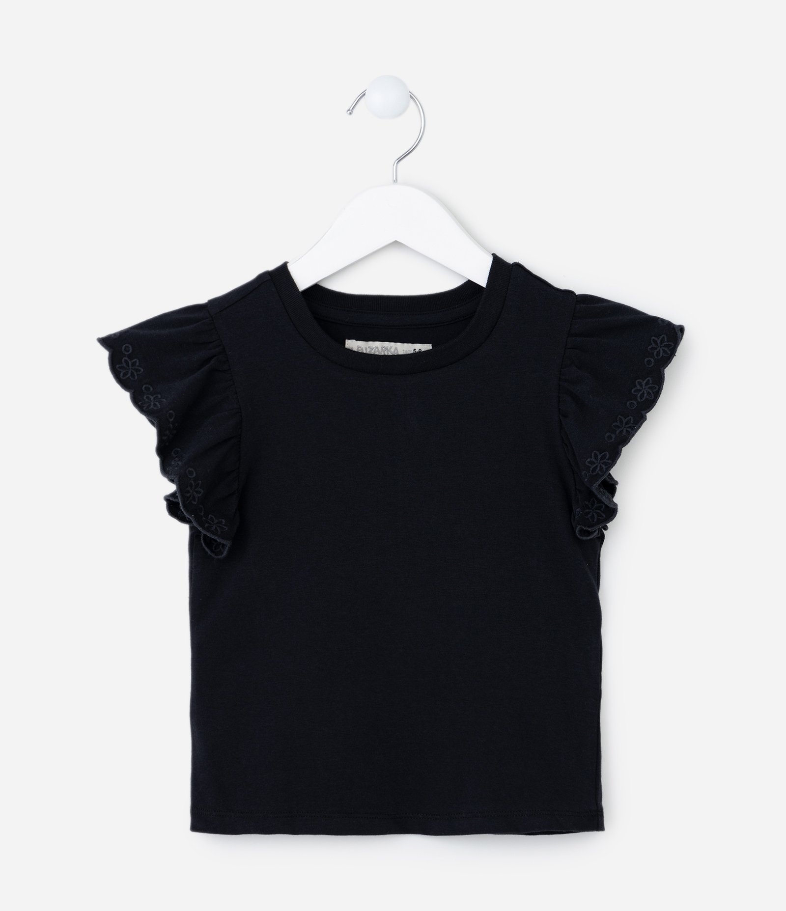 Blusa Infantil com Babadinho e Bordado - Tam 5 a 14 Anos Preto 1