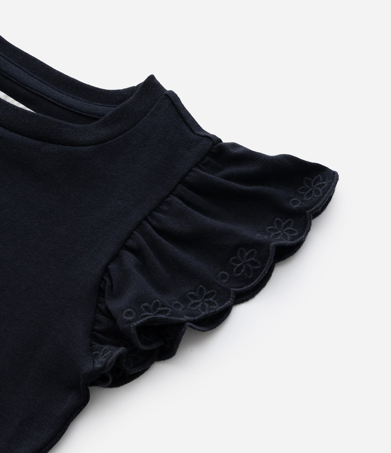 Blusa Infantil com Babadinho e Bordado - Tam 5 a 14 Anos Preto 4