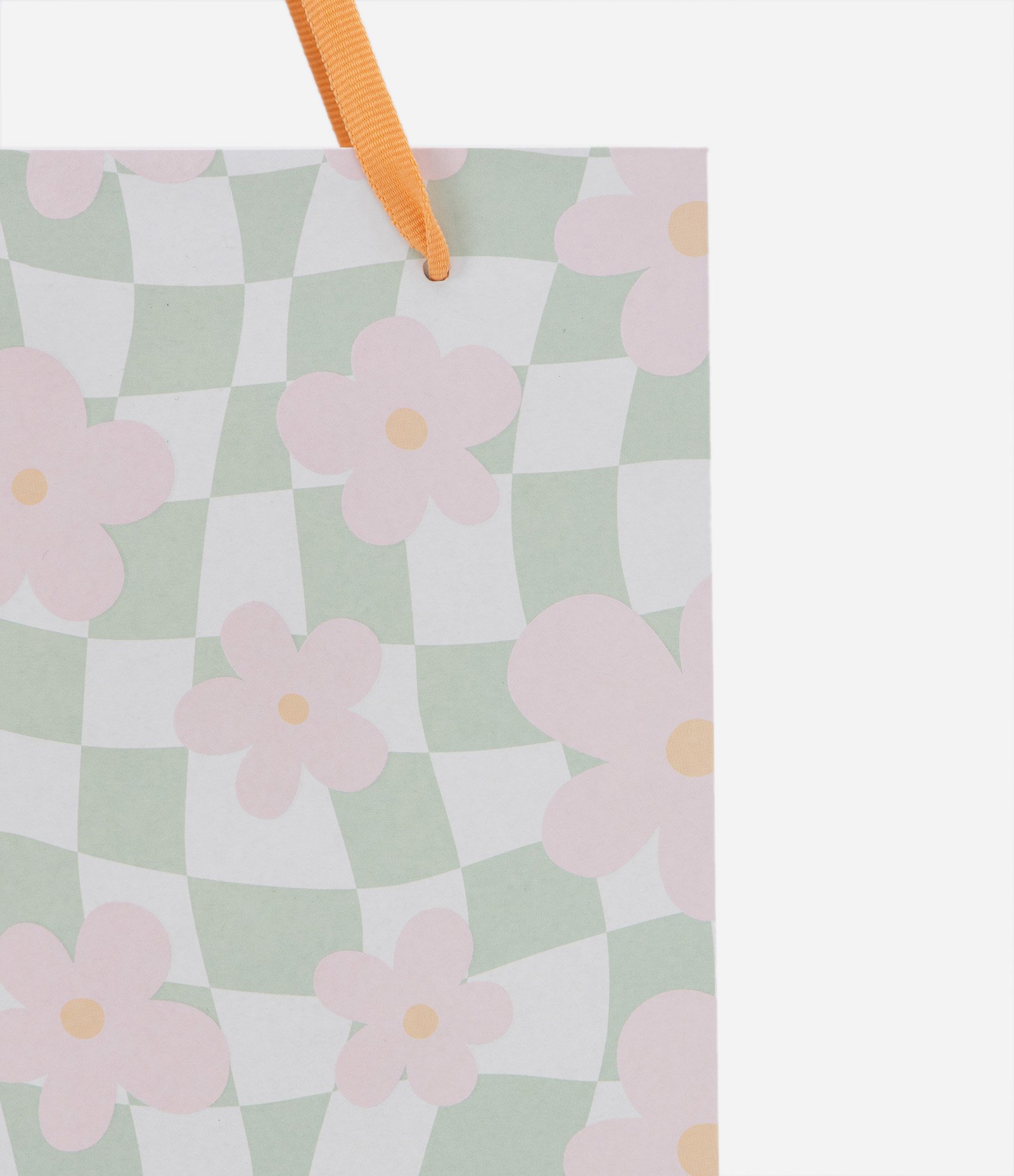 Embalagem de Presente Pequena com Estampa Xadrez com Flores Verde 3