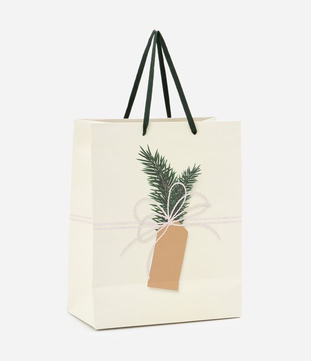 Embalagem de Presente Média com Estampa de Planta com Cartão