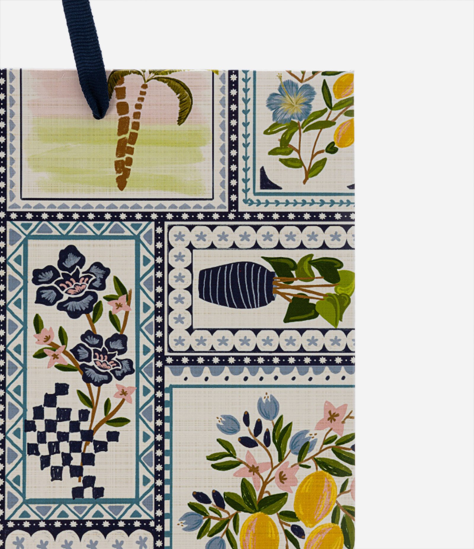 Embalagem de Presente Média com Estampa de Azulejos Floridos Multicores 3